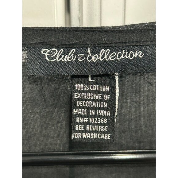 Club Z Collection Beaded V-Neck Tunic Top Black Sz Large 3/4 Sleeve Embellished - Picture 5 of 9